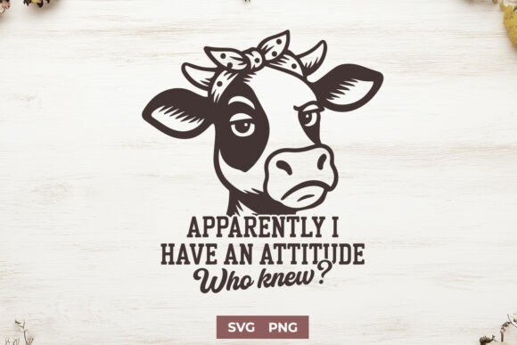 Funny Cow SVG, I Have an Attitude PNG