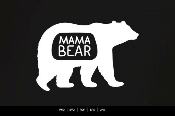 Mama Bear Silhouette Typography Design