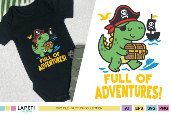 Pirate Dinosaur Shirt Design for Kids