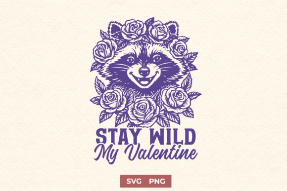 Raccoon Valentine SVG PNG Stay Wild