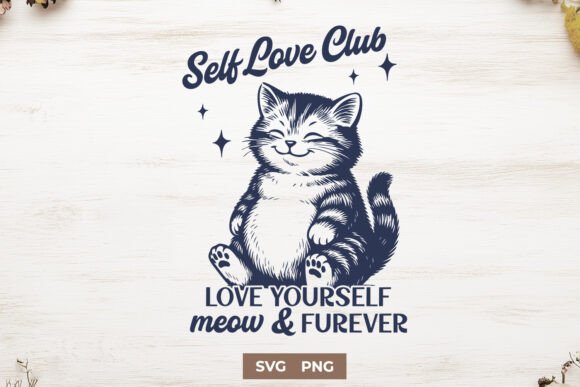 Self Love Club SVG PNG – Cute Cat Quote