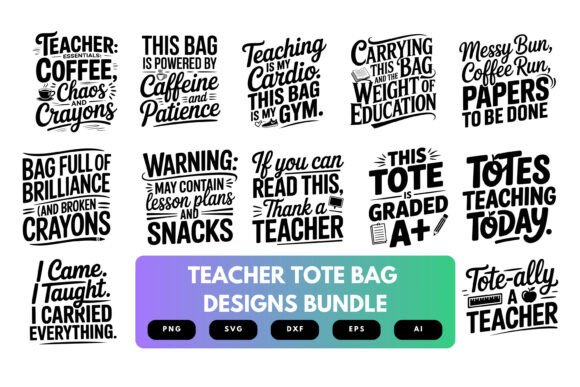 Teacher Tote Bag SVG Bundle