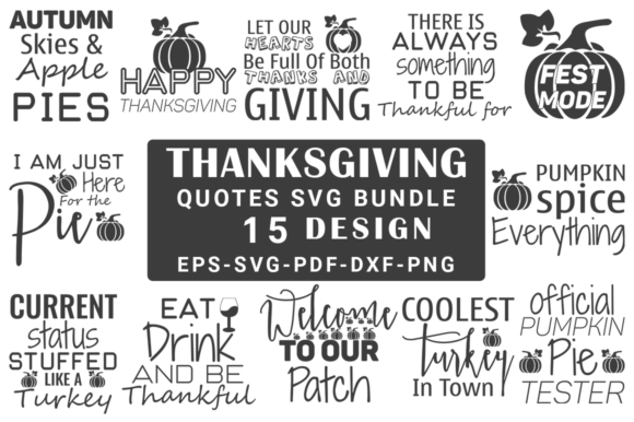 Thanksgiving Quotes SVG Design Bundle